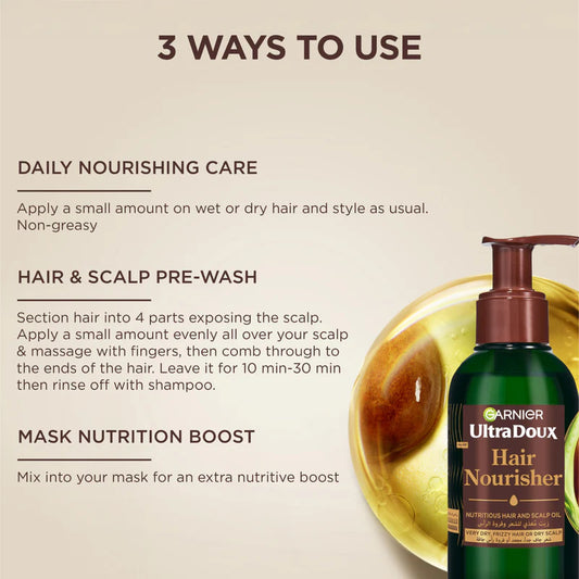 Garnier - Ultra Doux - Pure Avocado and Shea Butter - Hair Nourisher - For Very Dry, Frizzy Hair or Dry Scalp - 120ml