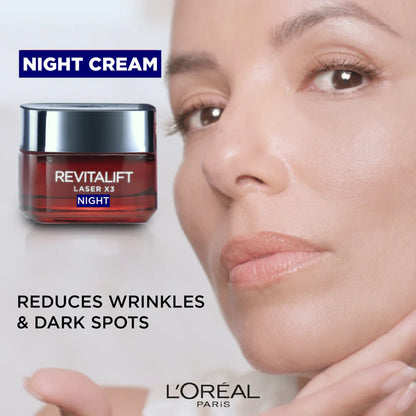 L'Oréal Paris, Revitalift Laser x3 Anti-Aging Moisturizing Night Cream, against Wrinkles and Signs of Aging, with Pro-Retinol, 50ml
