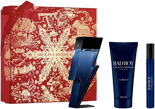 Carolina Herrera – Bad Boy Cobalt Elixir Eau de Parfum Set for Men 100 ml + 10 ml + 100 ml Shower Gel