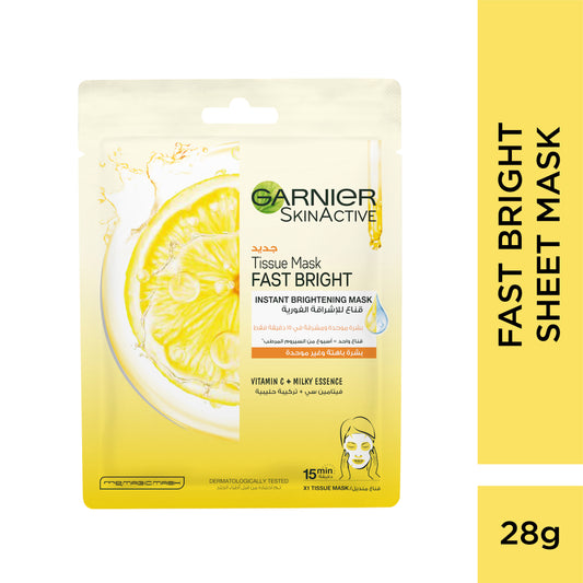 Garnier Fast Bright Vitamin C Brightening Tissue Mask For Uneven & Dull Skin
