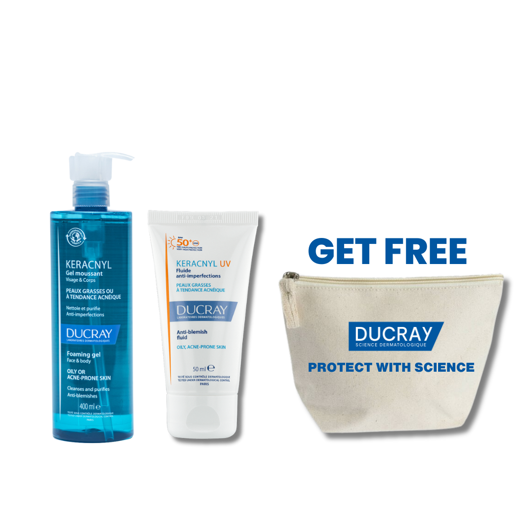 Keracnyl Foaming Gel+ Keracnyl Sunscreen+ Free Pouch