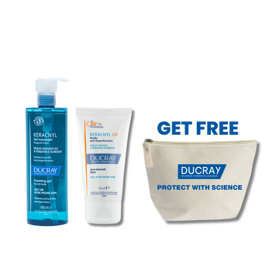 Keracnyl Foaming Gel+ Keracnyl Sunscreen+ Free Pouch