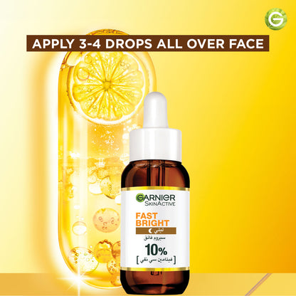 Garnier Fast Bright 10% Pure Vitamin C Brightening Overnight Serum - 30ml