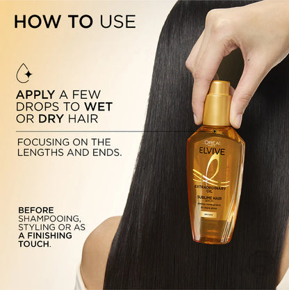 L’Oréal Paris Elvive Extraordinary Hair Oil Treatment, Non-Sticky Serum For Dry Hair-100ml