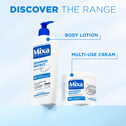 Mixa Ceramide Protect Cream Jar - For Dry, Very Dry and Sensitive Skin - With 10% Glycerin, Squalane and Ceramides - For Face, Hands & Body - 400 ml