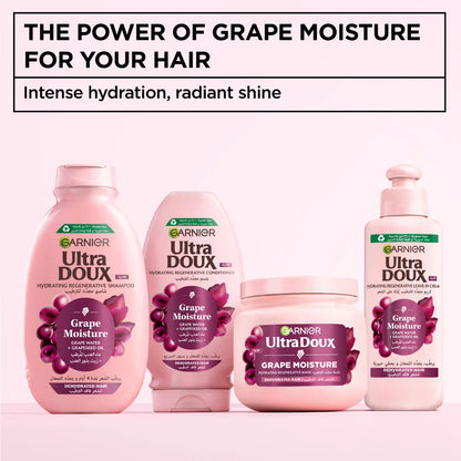 Garnier Ultra Doux Grape Moisture - Deep Regenerative Mask for Dehydrated Hair. Hydrating Grape Water + Antioxidant Grapeseed Oil -- Paraben-Free, Vegan, Cruelty-Free - 340 ml