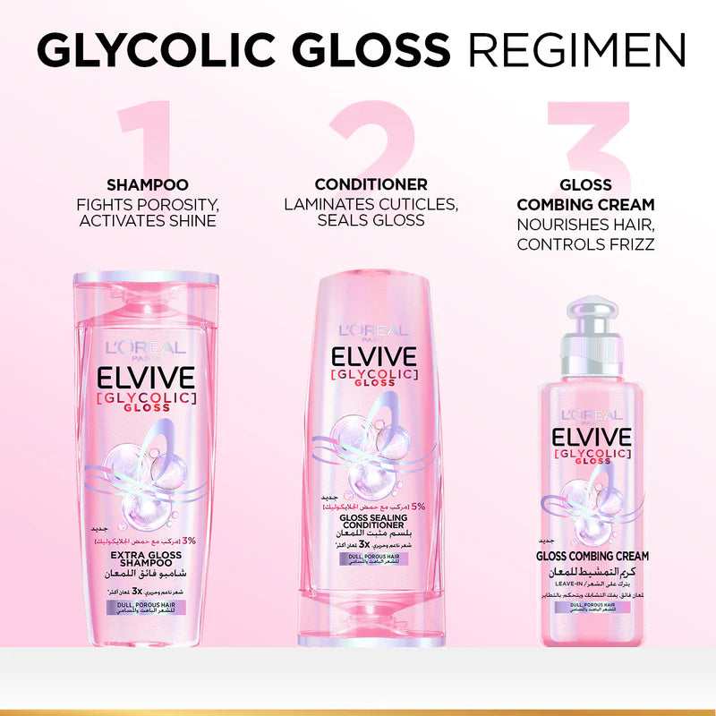 L’Oréal Paris, Elvive, Glycolic Gloss Shampoo, Glossing treatment, 3% [Gloss Complex] with Glycolic Acid, 400ml