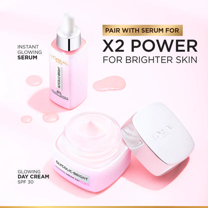 L’Oréal Paris, Glycolic-Bright Glowing Day Cream, for Dark Spots Reduction, Glow Boosting and Skin Tone Evenness, SPF 30, 50ml