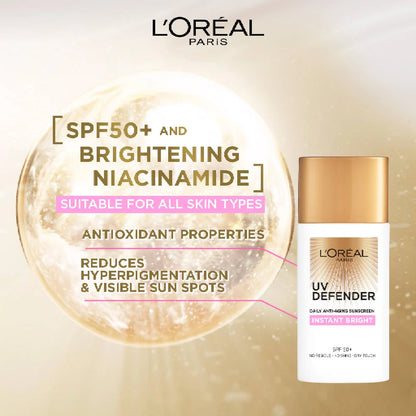 L'Oreal Paris UV Defender Sunscreen SPF50+/PA++++ -Instant Bright