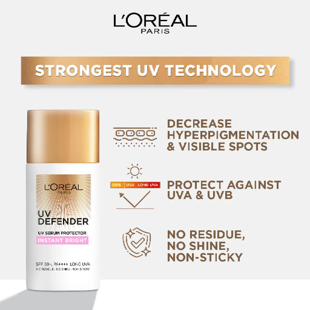 L'Oreal Paris UV Defender Sunscreen SPF50+/PA++++ -Instant Bright