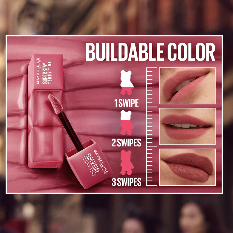 Maybelline Super Stay Teddy Tint Soft Blurred Matte Lip Tint | 12h Longwear, Transfer proof - Belle à Merveille