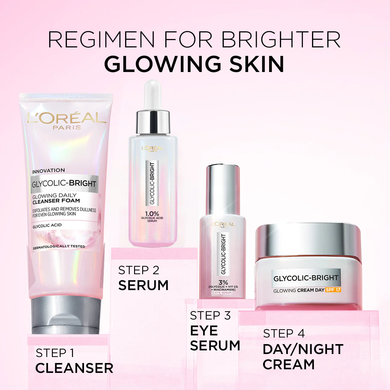 L'Oréal Paris, Glycolic Bright Eye Serum, with 3% (Glycolic Acid + Vitamin CG + Niacinamide], for Dark Circles and Under Eyes Brightening, 20ml