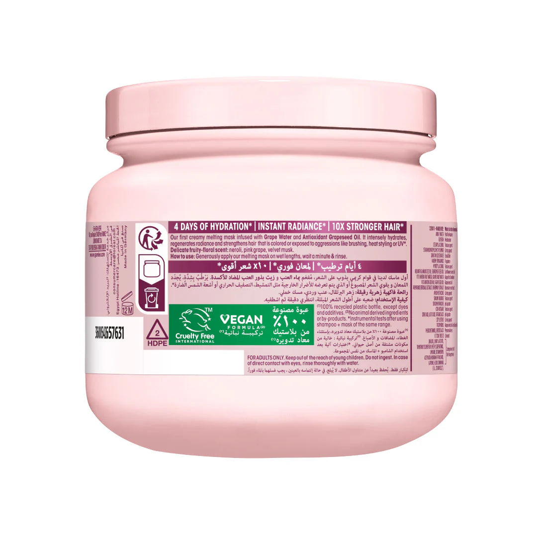 Garnier Ultra Doux Grape Moisture - Deep Regenerative Mask for Dehydrated Hair. Hydrating Grape Water + Antioxidant Grapeseed Oil -- Paraben-Free, Vegan, Cruelty-Free - 340 ml