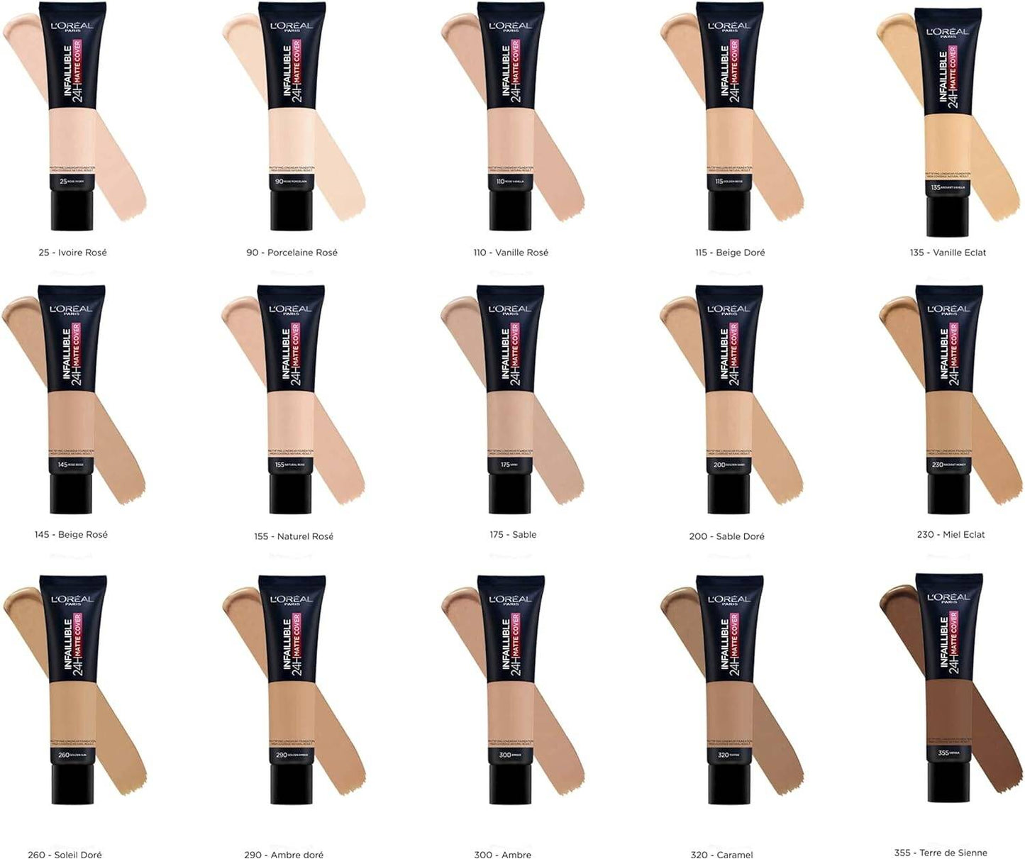 L'Oreal Paris Infaillible 32H Matte Cover Liquid Foundation, With 4% Niacinamide, Long Lasting, Natural Finish, SPF 25
