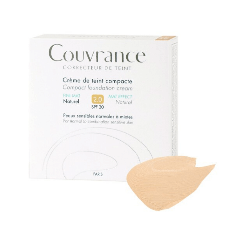 Couvrance Compact Foundation Cream Mat Effect Natural SPF 30 2.0 Normal To Combination Sensitive Skin