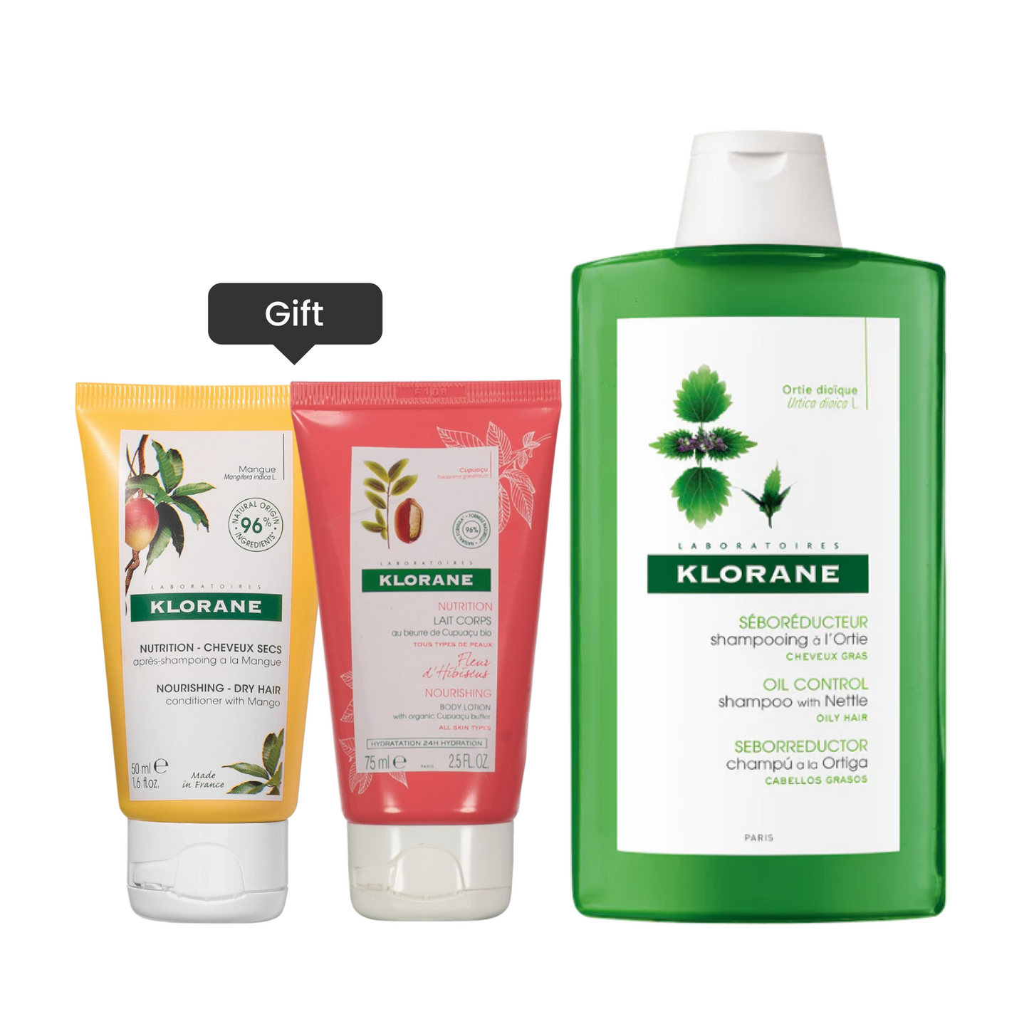 Oil Control Shampoo 400 ml With Organic Nettle + Free Mango Conditionner And Hebiscus Body Lotion