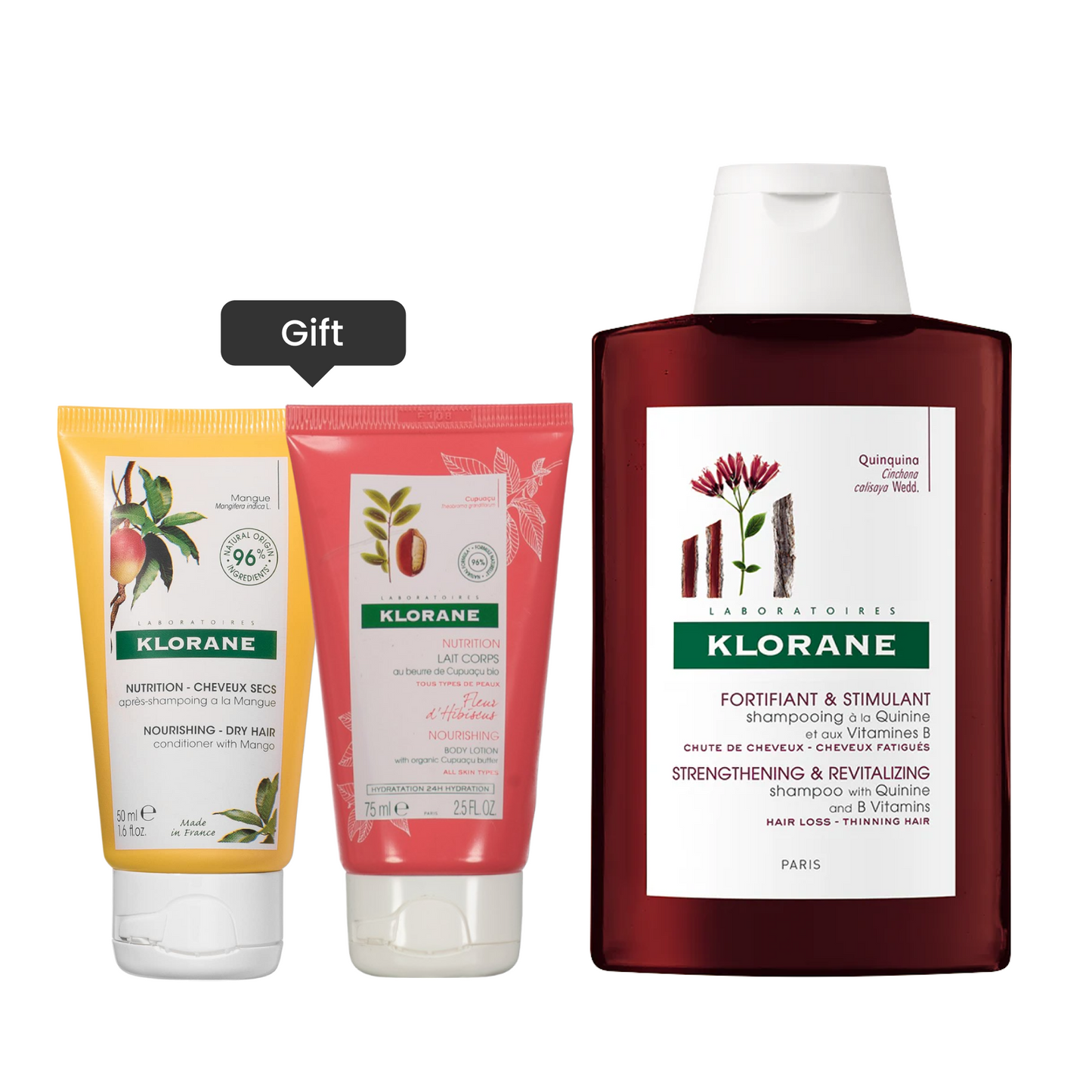 Strengthening & Revitalizing Shampoo 400ml With Quinine + Free Mango Conditionner And Hebiscus Body Lotion