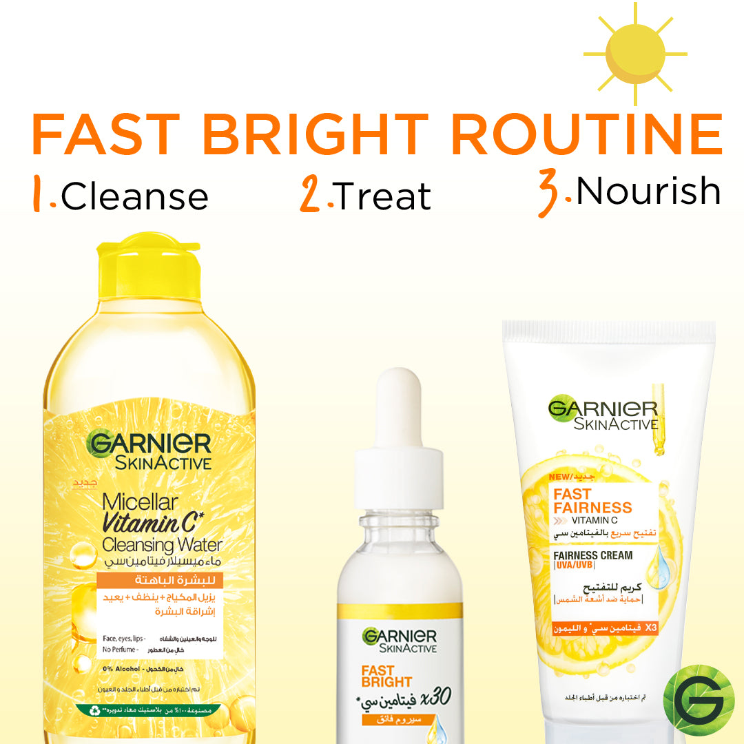 Garnier Skin Active Fast Bright Day Cream with 3x Vitamin C and Lemon, UVA/UVB Protection - 50ml - Belle à Merveille