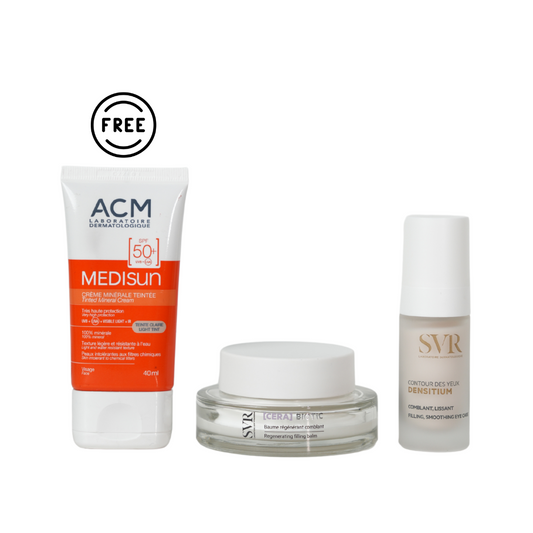 Cera Biotic Cream+ Densitium Eye Contour+ Free ACM Medisun Tinted Mineral Sunscreen SPF 50