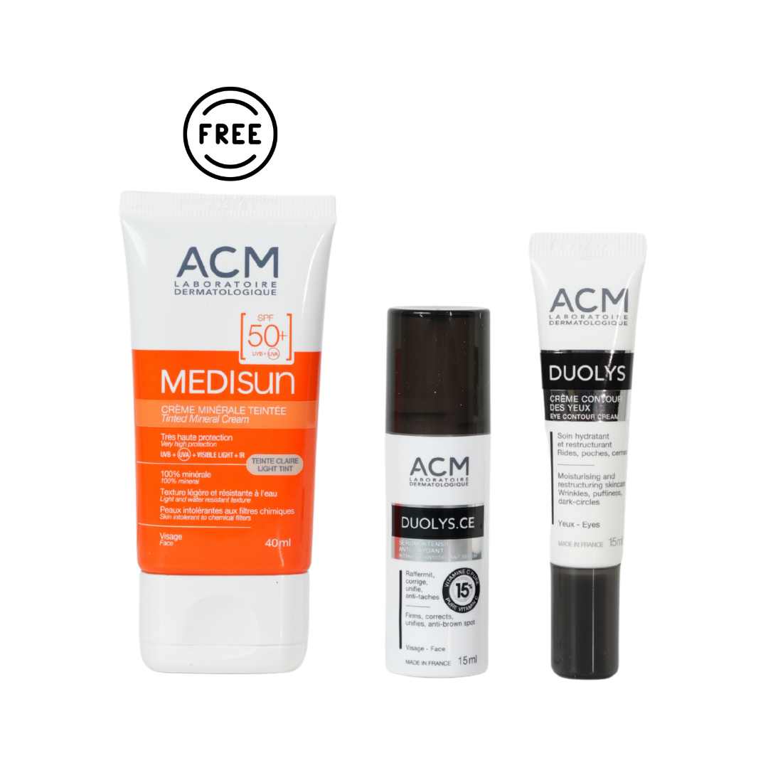 Duolys CE Intensive Anti Oxidant Serum 15 ml + Duolys Eye Contour + Free ACM Medisun Tinted Mineral Sunscreen SPF 50