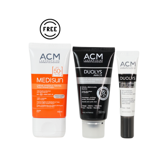 Duolys AHA 15 Minute Peeling Mask + Duolys Eye Contour + Free ACM Medisun Tinted Mineral Sunscreen SPF 50