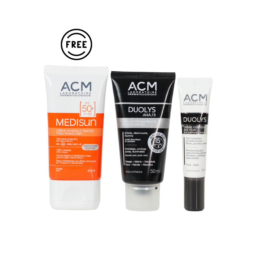 Duolys AHA 15 Minute Peeling Mask + Duolys Eye Contour + Free ACM Medisun Tinted Mineral Sunscreen SPF 50