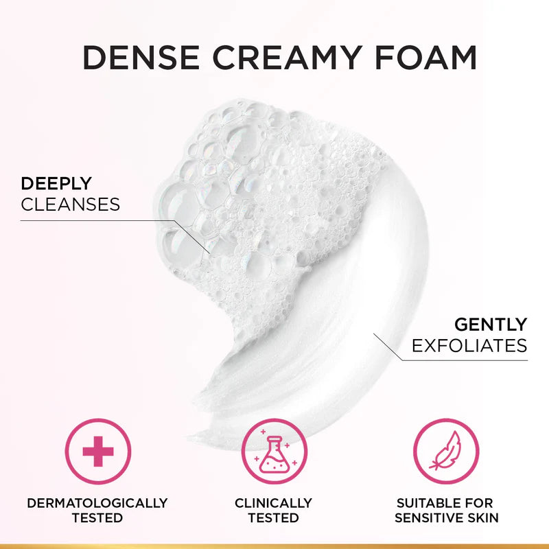L’Oréal Paris, Glycolic-Bright Daily Glowing Foam Cleanser, with Glycolic Acid and Niacinamide, to Exfoliate and Remove Dullness for Even Glowing Skin, 100ml