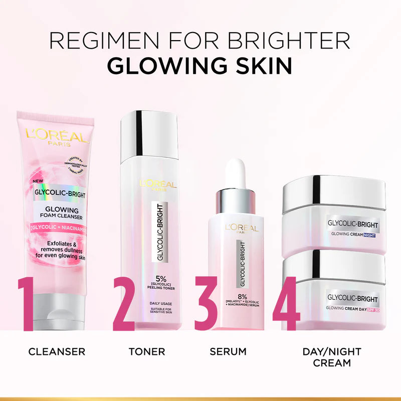 L’Oréal Paris, Glycolic-Bright Glowing Night Cream, for Dark Spots Reduction, Glow Boosting, and Skin Tone Evenness, 50ml