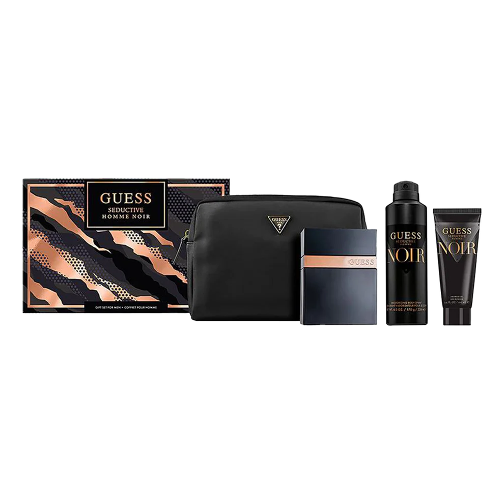 Guess – Seductive Noir Eau de Toilette Pouch Set for Men 100 ml + 100 ml Shower Gel + 226 ml Deodorant Spray