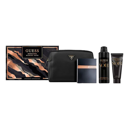 Guess – Seductive Noir Eau de Toilette Pouch Set for Men 100 ml + 100 ml Shower Gel + 226 ml Deodorant Spray