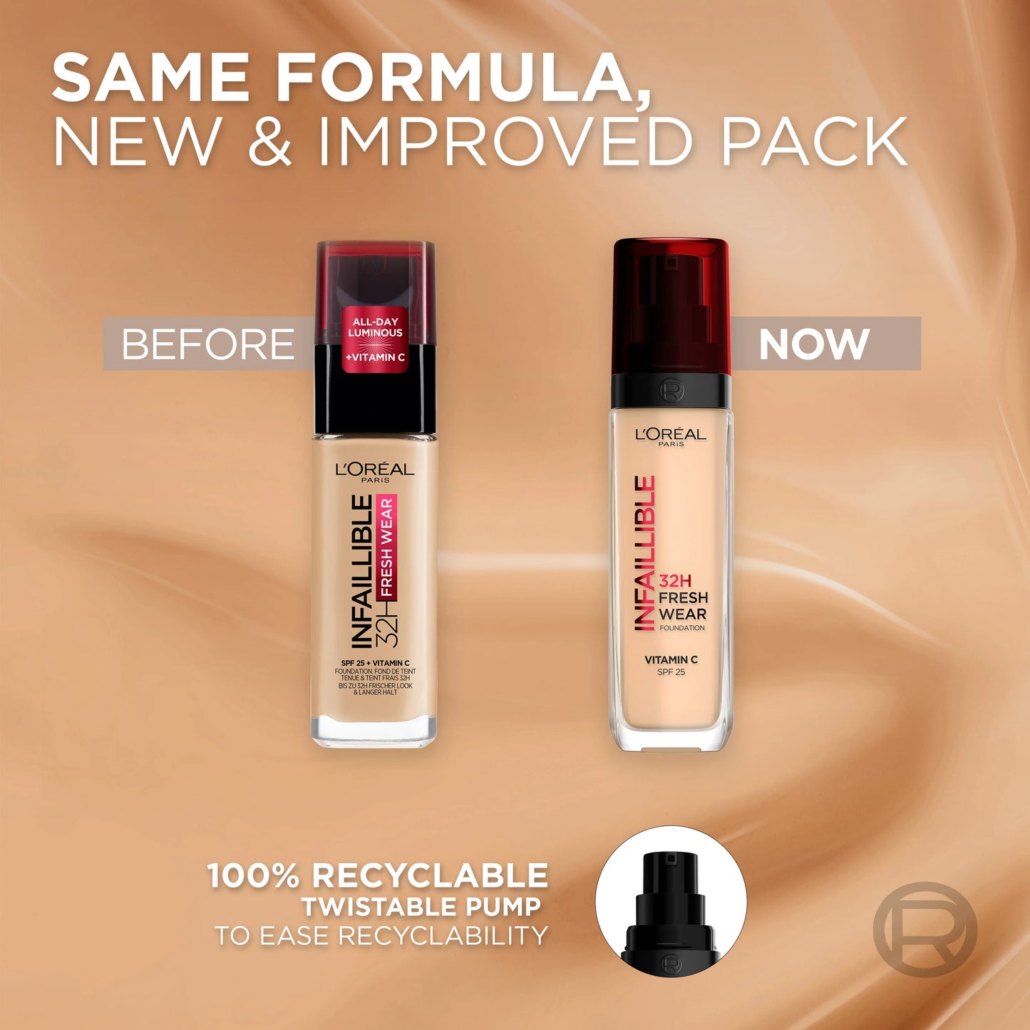 L’Oréal Paris Makeup Infaillible 32H Freshwear Longwear Liquid Foundation, Vitamin C, SPF25