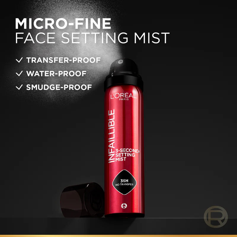 L’Oréal Paris Infaillible 3-Second setting mist spray, 36h of long wear, no transfer, no marks, no stickiness, 75ml - Belle à Merveille