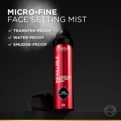 L’Oréal Paris Infaillible 3-Second setting mist spray, 36h of long wear, no transfer, no marks, no stickiness, 75ml - Belle à Merveille