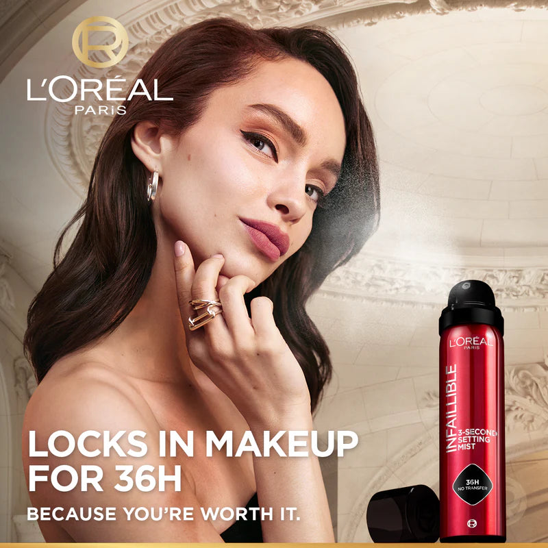 L’Oréal Paris Infaillible 3-Second setting mist spray, 36h of long wear, no transfer, no marks, no stickiness, 75ml - Belle à Merveille