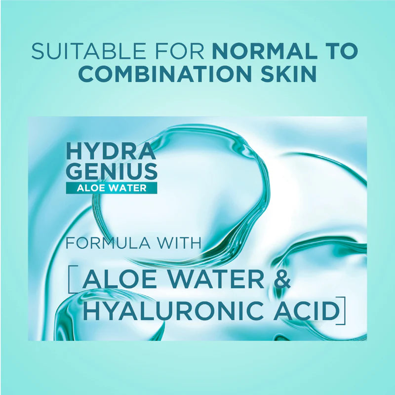L'Oréal Paris, Hydra Genius, Water-Based Gel Facial Moisturiser, with Aloe Vera, for Normal to Combination Skin, 70 ml
