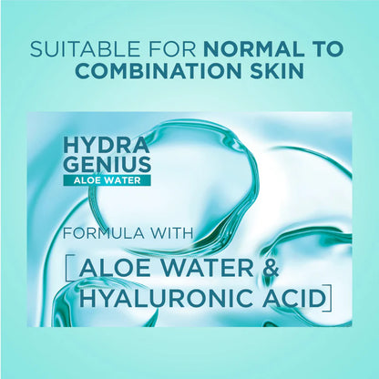 L'Oréal Paris, Hydra Genius, Water-Based Gel Facial Moisturiser, with Aloe Vera, for Normal to Combination Skin, 70 ml