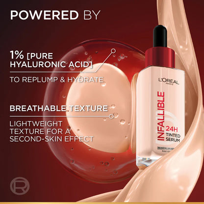 L’Oréal Paris Infallible 24H Tinted Serum with 1% Hyaluronic Acid for Radiant Hydrated Skin