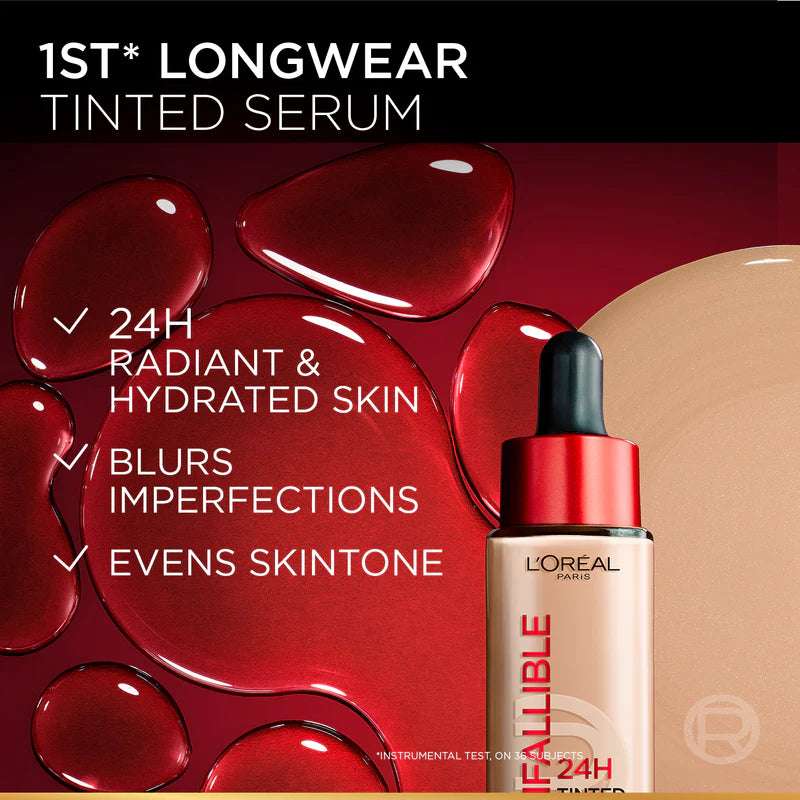 L’Oréal Paris Infallible 24H Tinted Serum with 1% Hyaluronic Acid for Radiant Hydrated Skin