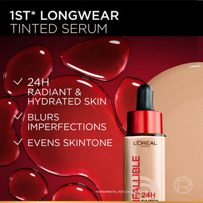 L’Oréal Paris Infallible 24H Tinted Serum with 1% Hyaluronic Acid for Radiant Hydrated Skin