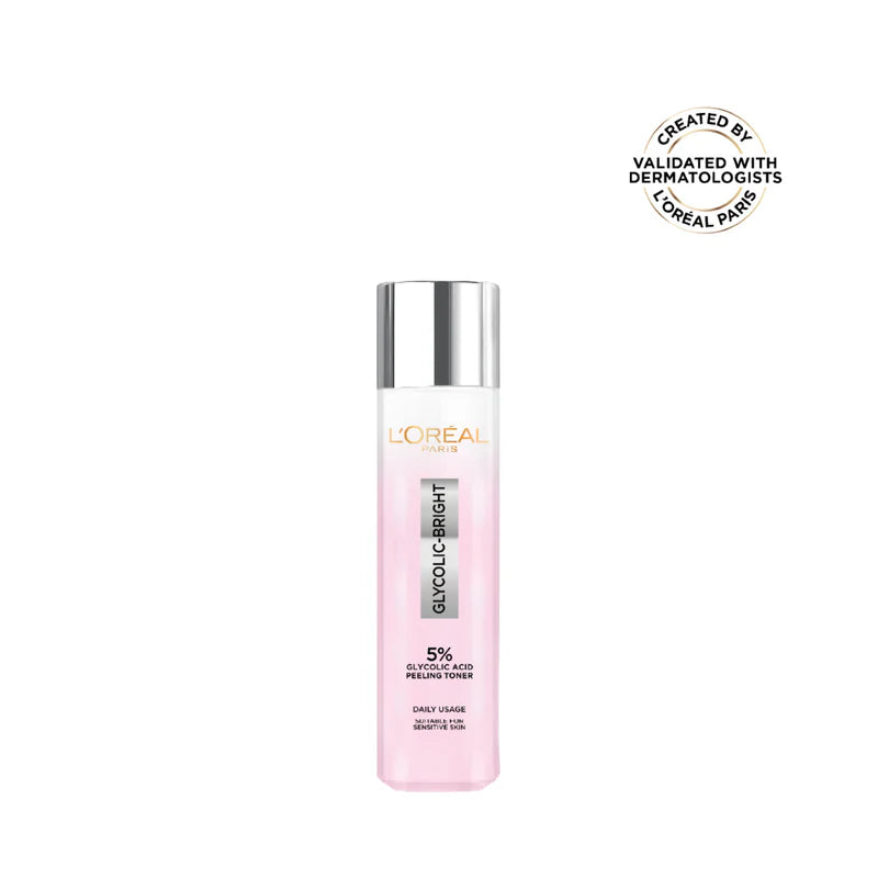L’Oréal Paris, Glycolic-Bright Glowing Peeling Toner, with 5% Glycolic Acid, for Brightening, Dark Spots Reduction and Skin Tone Evening, 128ml