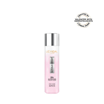 L’Oréal Paris, Glycolic-Bright Glowing Peeling Toner, with 5% Glycolic Acid, for Brightening, Dark Spots Reduction and Skin Tone Evening, 128ml