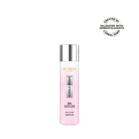 L’Oréal Paris, Glycolic-Bright Glowing Peeling Toner, with 5% Glycolic Acid, for Brightening, Dark Spots Reduction and Skin Tone Evening, 128ml