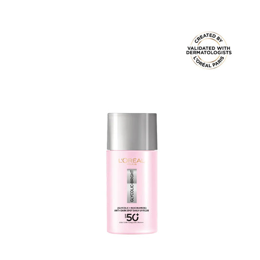 L’Oréal Paris, Glycolic Bright Anti-Dark Spot Daily UV Fluid, SPF 50+ with [Glycolic Acid + Niacinamide], 50ml
