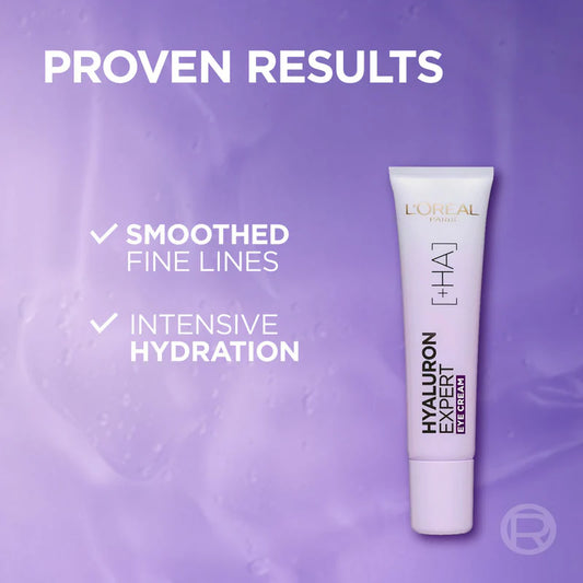L’Oréal Paris, Hyaluron Expert, Replumping and Moisturizing Eye Cream, against Fine Lines, for Eye-Contour Replumping, with Hyaluronic Acid, 50 ml