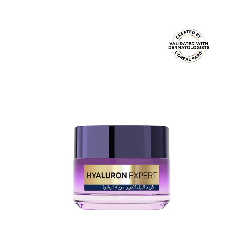 L’Oréal Paris, Hyaluron Expert, Replumping and Moisturizing Night Cream, against Fine Lines, for Intense Hydration, with Hyaluronic Acid, 50 ml