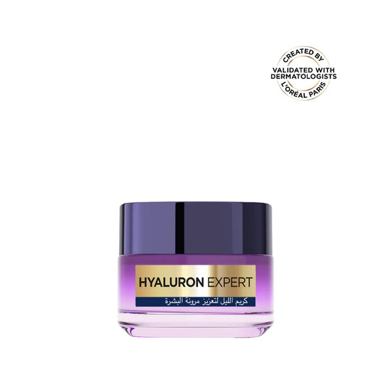 L’Oréal Paris, Hyaluron Expert, Replumping and Moisturizing Night Cream, against Fine Lines, for Intense Hydration, with Hyaluronic Acid, 50 ml