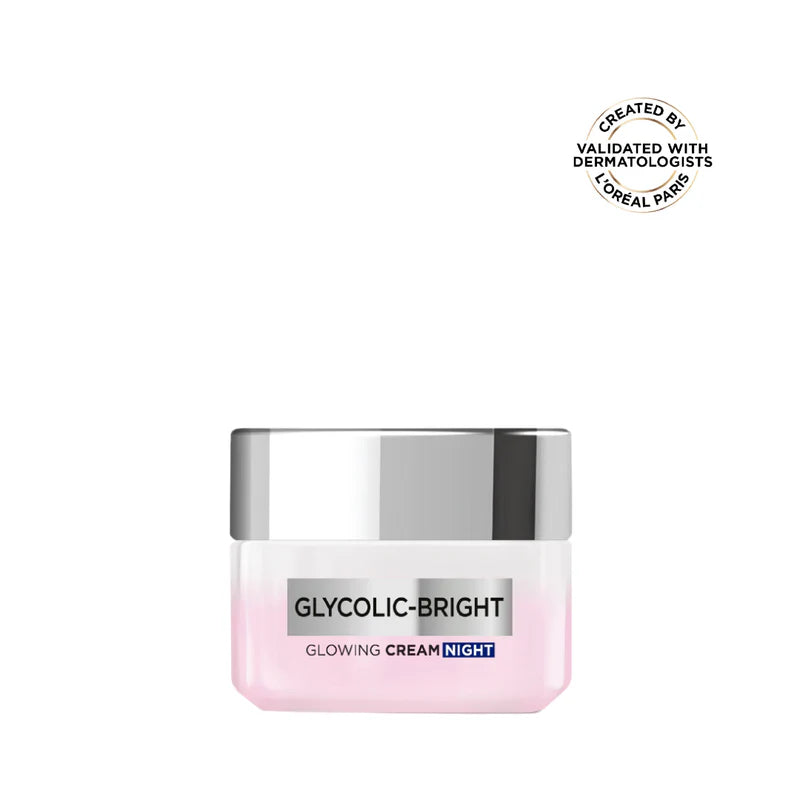 L’Oréal Paris, Glycolic-Bright Glowing Night Cream, for Dark Spots Reduction, Glow Boosting, and Skin Tone Evenness, 50ml