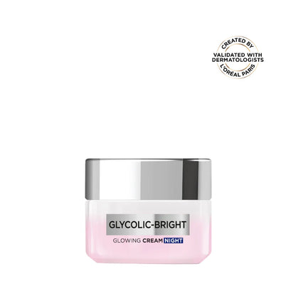 L’Oréal Paris, Glycolic-Bright Glowing Night Cream, for Dark Spots Reduction, Glow Boosting, and Skin Tone Evenness, 50ml