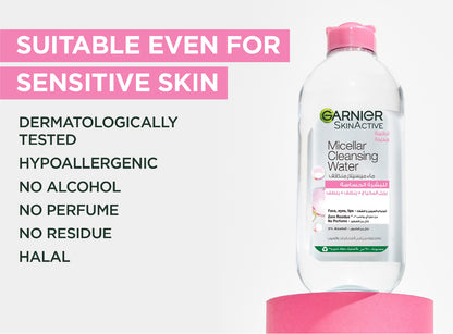 Garnier Micellar Water Facial Cleanser and Makeup Remover Pink for Sensitive Skin 100ml