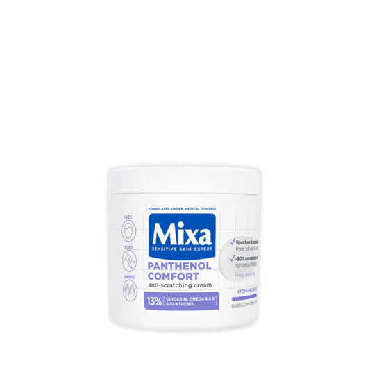 Mixa Panthenol Comfort Cream Jar - Anti-Scratching Cream - For Dry Skin, Atopy Prone Skin and Eczema - With 13% Glycerin, Omega 6 & 9, and Panthenol - For Face, Hands & Body - 400 ml